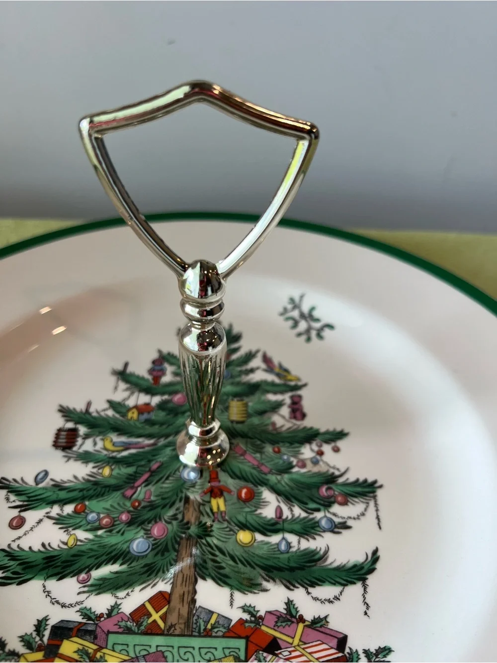 Spode Christmas Tree Cookie Platter - White and Green